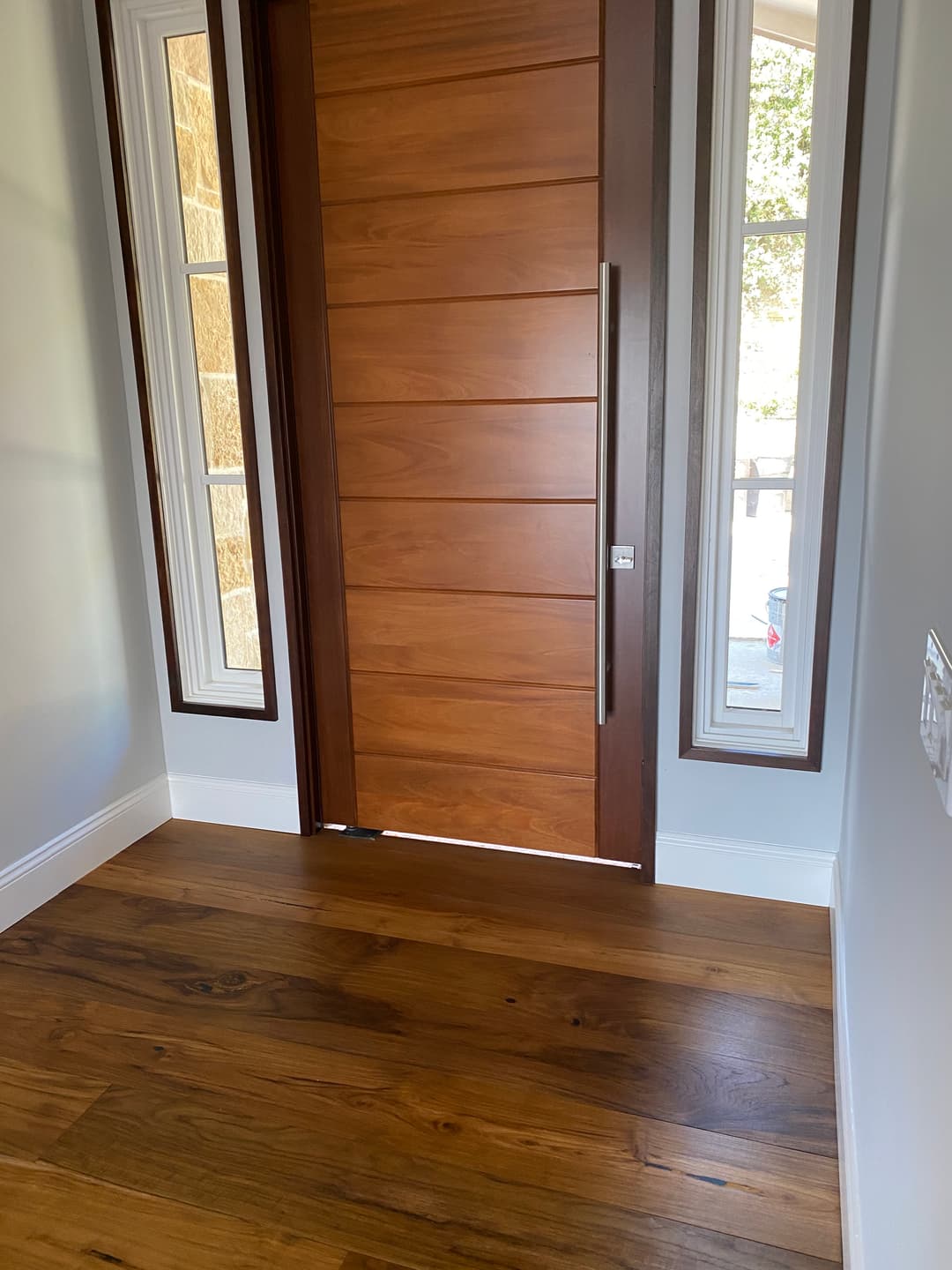 New wood floor installed in a hallway